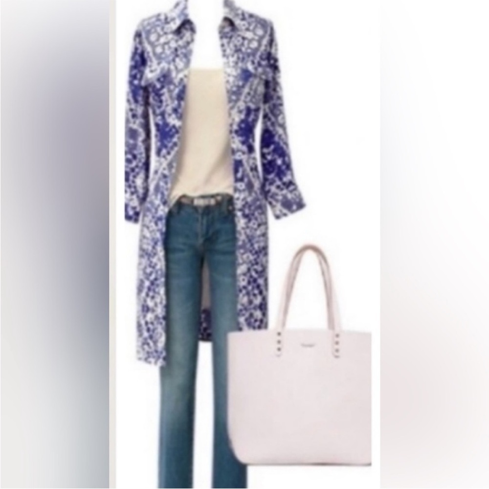 Cabi Blue Watercolor Jerel Shirt Dress - Picture 5 of 6